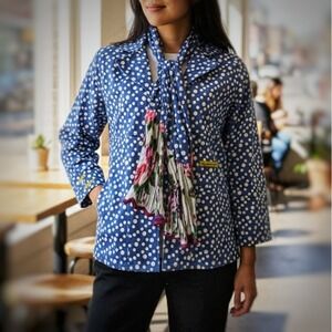 Little Journeys Chicago Polka Dot Jacket W/Scarf Women's SZ Large MSRP $126 NWT